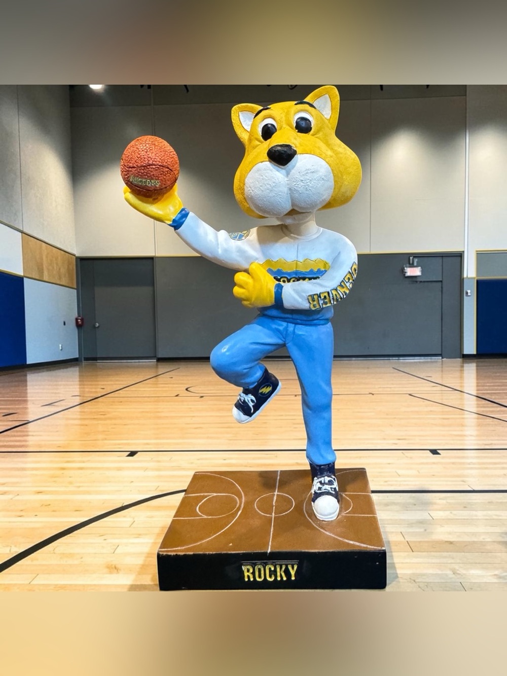 Rocky Mascot Basketball Figurine - Yellow & Blue